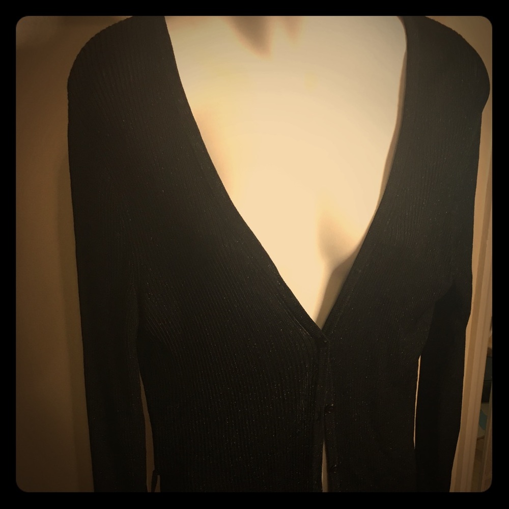 Express Black Shiny Sweater Cardigan